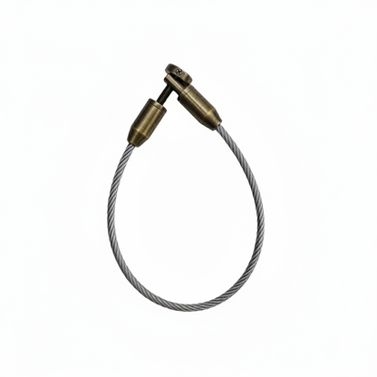 A high-strength DLP Jhula wire rope made from SS304 grade stainless steel with a vintage antique brass finish. This heavy-duty braided cable features a secure, adjustable threaded connector for easy installation and length customization. Designed for hanging indoor swings, ceiling-mounted chairs, and traditional Indian Jhulas, it combines industrial structural integrity with a premium decorative aesthetic for luxury home interiors.