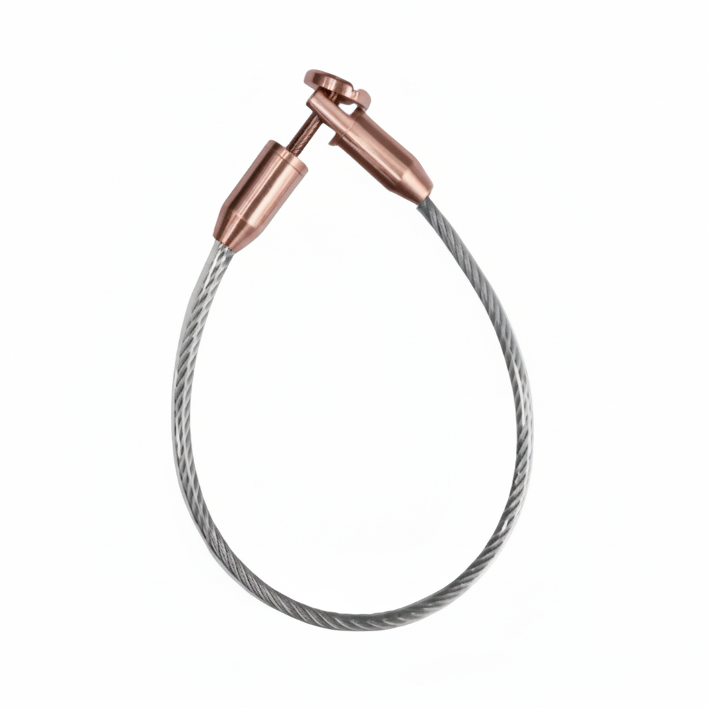 A premium DLP Jhula wire rope crafted from high-tensile SS304 grade stainless steel with a stylish rose gold finish. This heavy-duty braided cable includes a secure, adjustable threaded connector for precise length customization and easy installation. Designed for suspending indoor swings, modern ceiling chairs, and luxury Jhulas, it provides a perfect blend of high-load structural safety and contemporary decorative appeal for high-end home interiors.