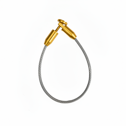 A premium DLP Jhula wire rope made from high-strength SS304 grade stainless steel with a luxurious satin gold finish. This heavy-duty braided cable features a secure, adjustable threaded connector for customizable length and easy installation. Perfect for suspending indoor swings, ceiling-mounted egg chairs, and designer Jhulas, this hardware combines architectural-grade safety with an elegant aesthetic for high-end residential interiors.