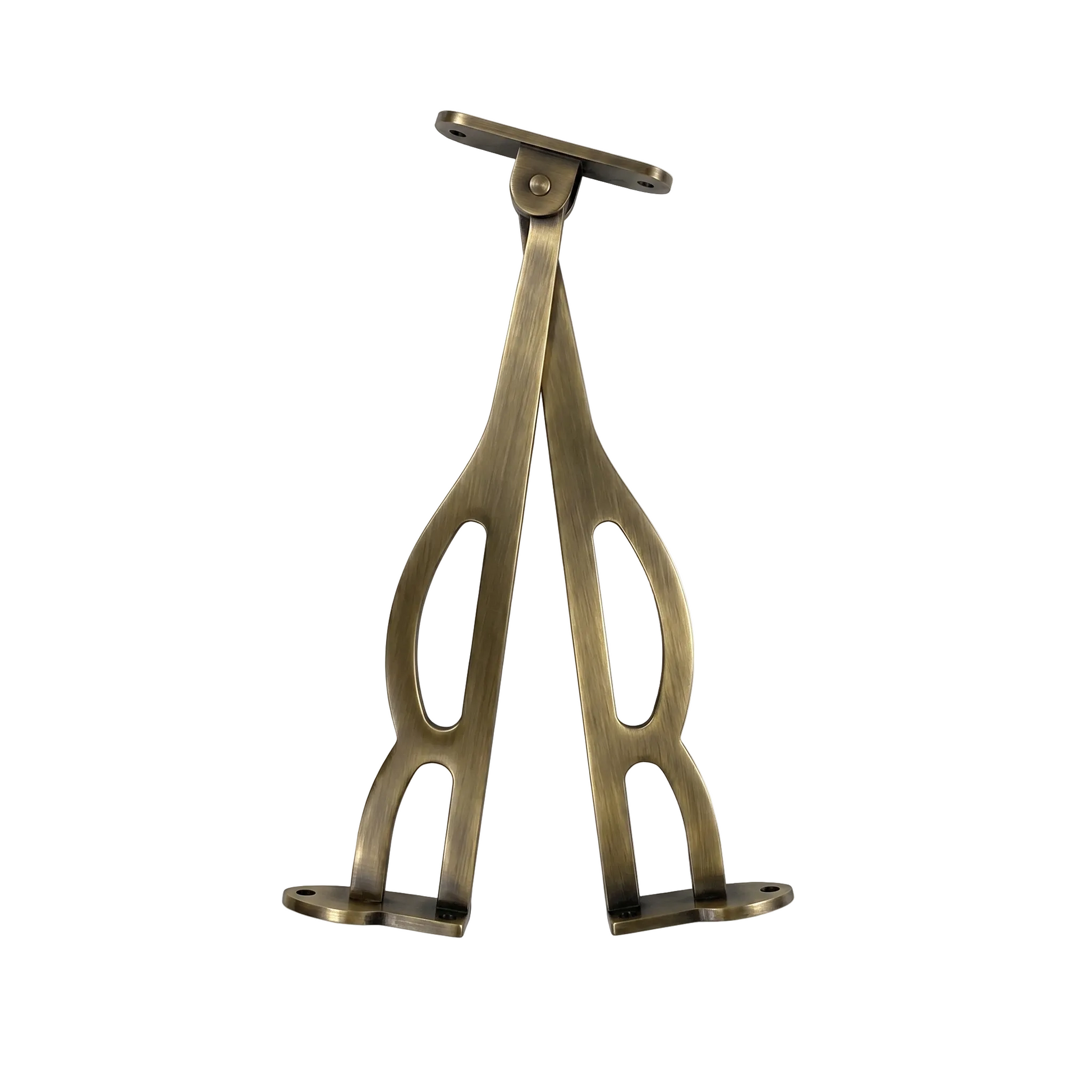 A pair of DLP170 heavy-duty Jhula Z-hinges featuring a premium antique brass finish. These specialized swing hinges are designed for mounting traditional wooden indoor swings (Jhulas) or hanging chairs, offering a reinforced pivot for smooth, noise-free swinging. The durable brass-toned hardware provides a rustic, vintage aesthetic while maintaining high load-bearing capacity for residential interior furniture.