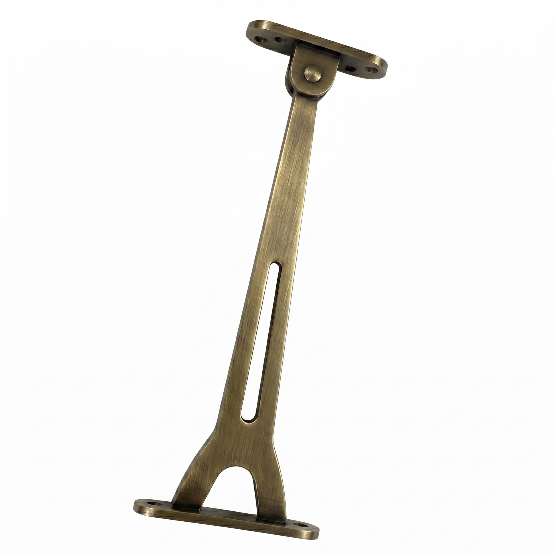 A premium DLP170 heavy-duty Jhula Z-hinge featuring a vintage antique brass finish. This single-arm structural hinge is engineered for hanging traditional wooden indoor swings and porch chairs, providing a smooth, high-load bearing pivot for silent movement. The classic brass-toned hardware is ideal for luxury home interiors, combining traditional aesthetics with modern durability for reliable ceiling or frame mounting.