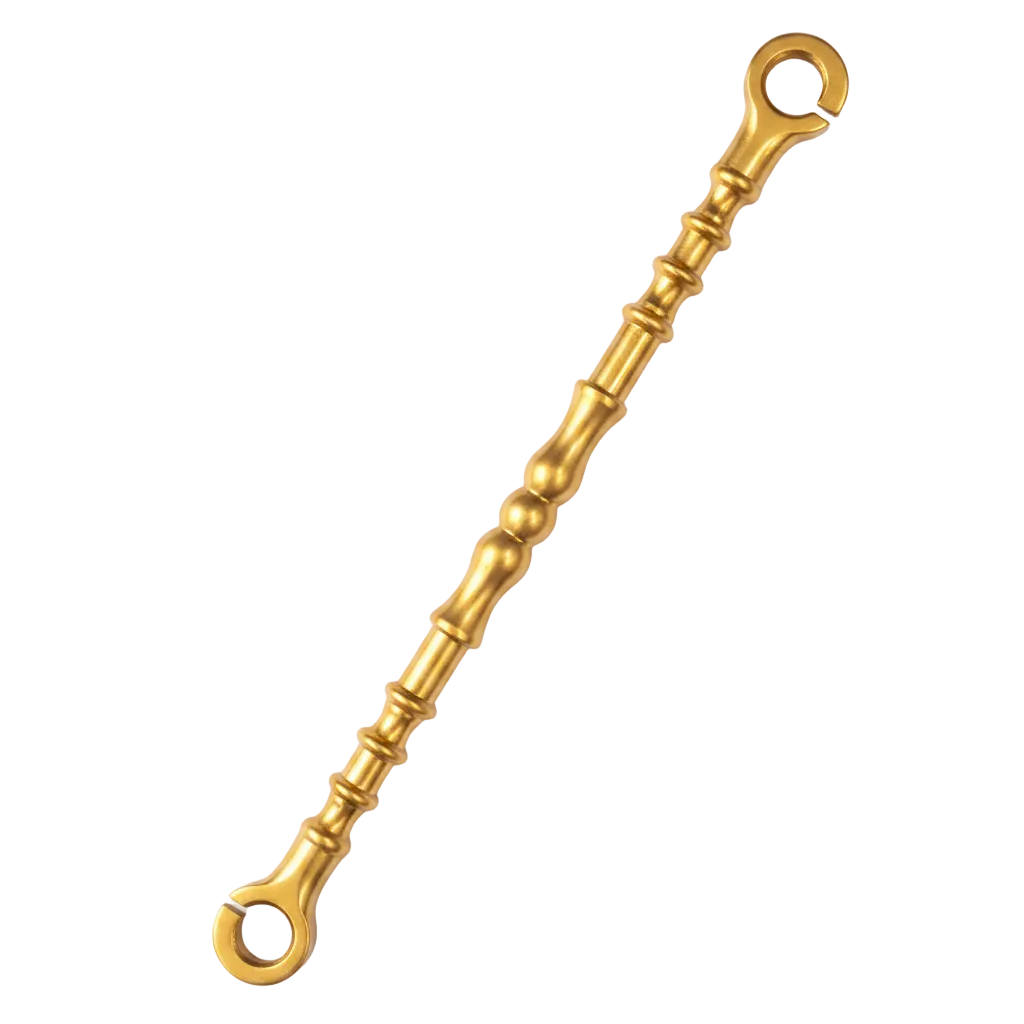 Premium pvd gold finish decorative Damru style jhula chain rod link with open-loop ends for heavy-duty traditional Indian swings and Oonjal.