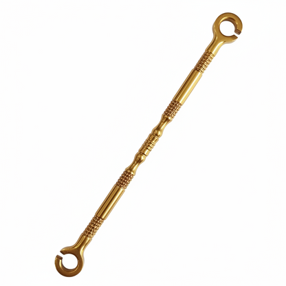 Premium pvd gold finish SS-304 stainless steel jhula chain link featuring a textured ribbed Damru design for heavy-duty luxury ceiling swings and Oonjal.