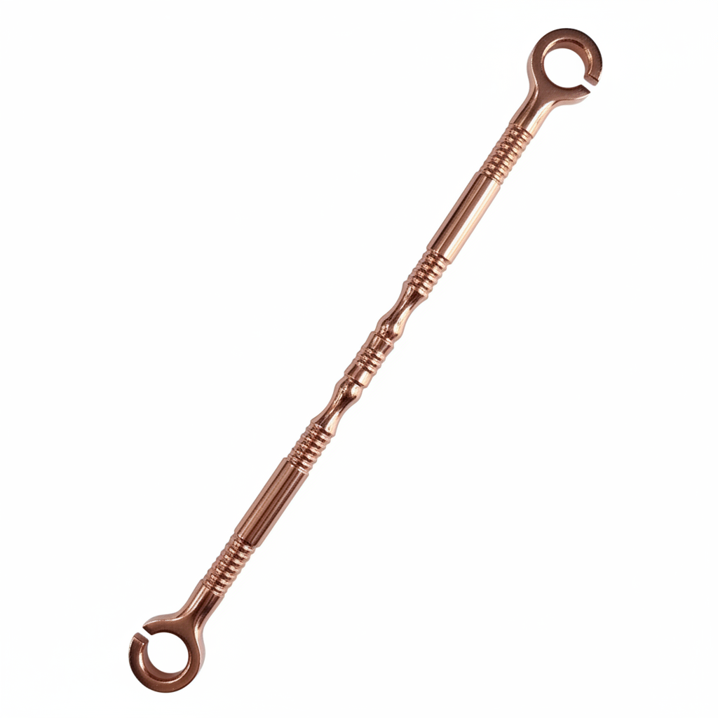 Elegant pvd rose gold finish SS-304 stainless steel jhula chain link with a textured ribbed Damru design for heavy-duty ceiling swings and premium Oonjal sets.