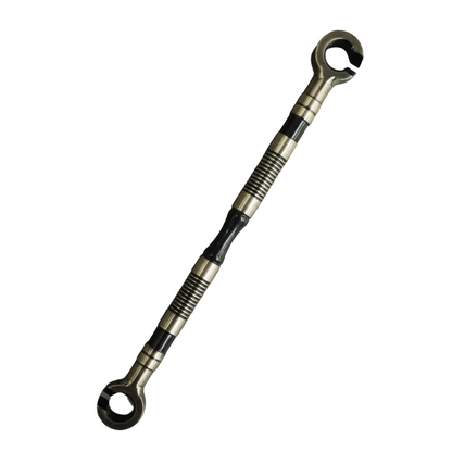 Two-tone antique brass and black SS-304 jhula chain link with a textured Rassi rope design and decorative ribbed segments for traditional luxury swings.