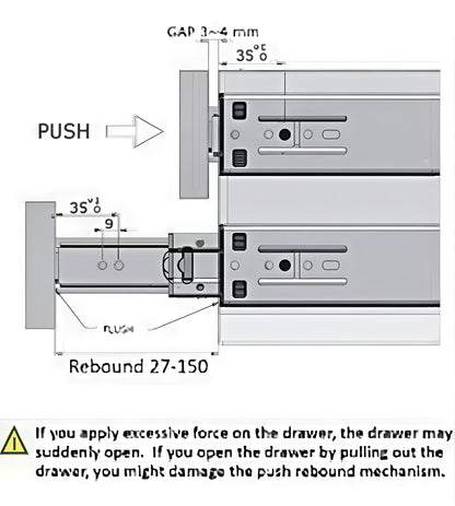 Hettich Push to Open Telescope Drawer Slides