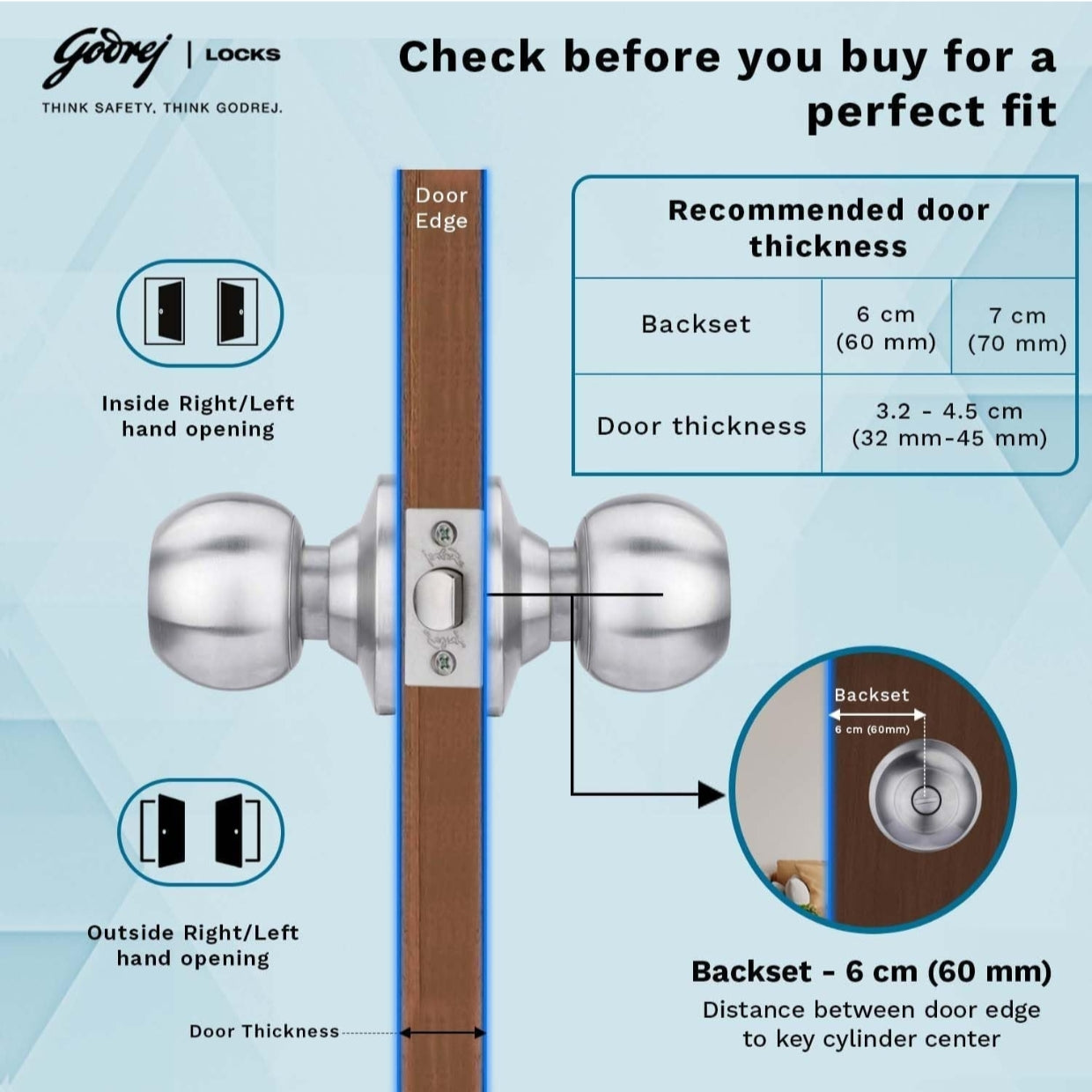 Godrej Cylindrical Lock without Key (for Bathroom)