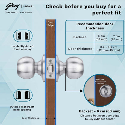 Godrej Cylindrical Lock without Key (for Bathroom)