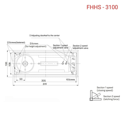 Enox Floor Spring FHHS 3100 - 100kg Combo Set Incl.( Top Patch, Bottom Patch & T Pivot)