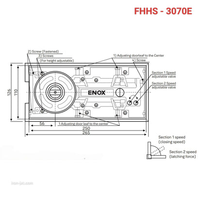 Enox Floor Spring FHHS 3070E 75kg Capacity (Combo Set Incl. Top Patch, Bottom Patch, T Pivot)