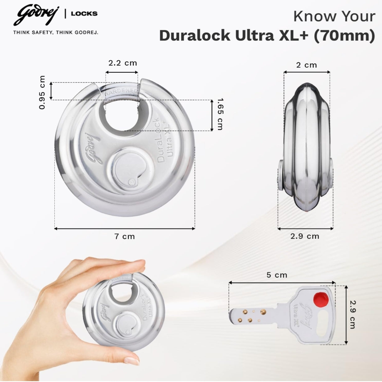 Godrej Duralock 70mm & 90mm with Ultra keys