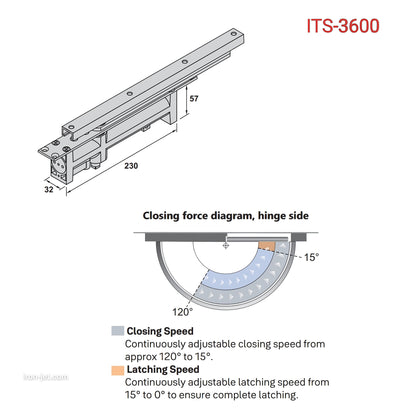 Enox ITS 3600 Concealed Door Closer 65kg Capacity, max Door width 1200mm