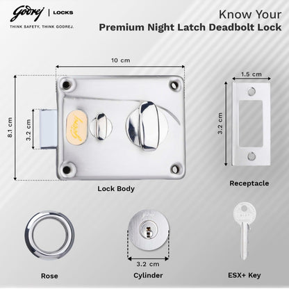 Godrej Premium Night Latch | Inside Opening & Outside Opening