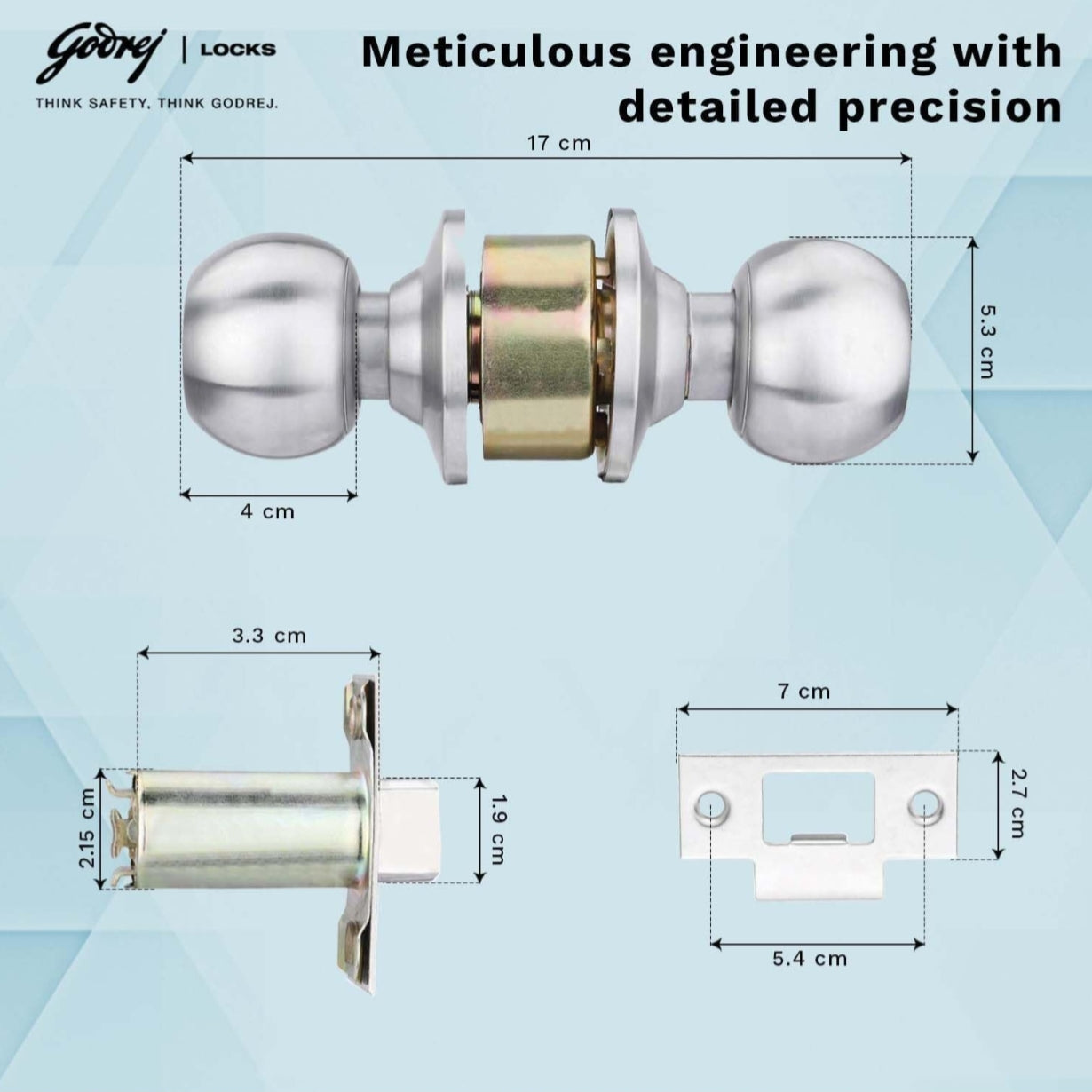 Godrej Cylindrical Lock without Key (for Bathroom)