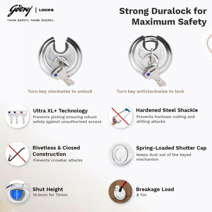 Godrej Duralock 70mm & 90mm with Ultra keys