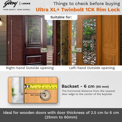 Godrej Twinbolt Ultra XL, Satin Antique Brass finish, Inside & Outside Opening