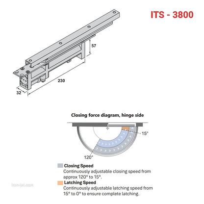 Enox ITS 3800 Concealed Door Closer 60kg Capacity, max door width 950mm