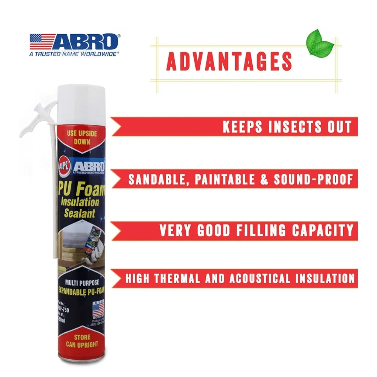 ABRO® PU Foam Insulation Sealant Off White, 750 ml